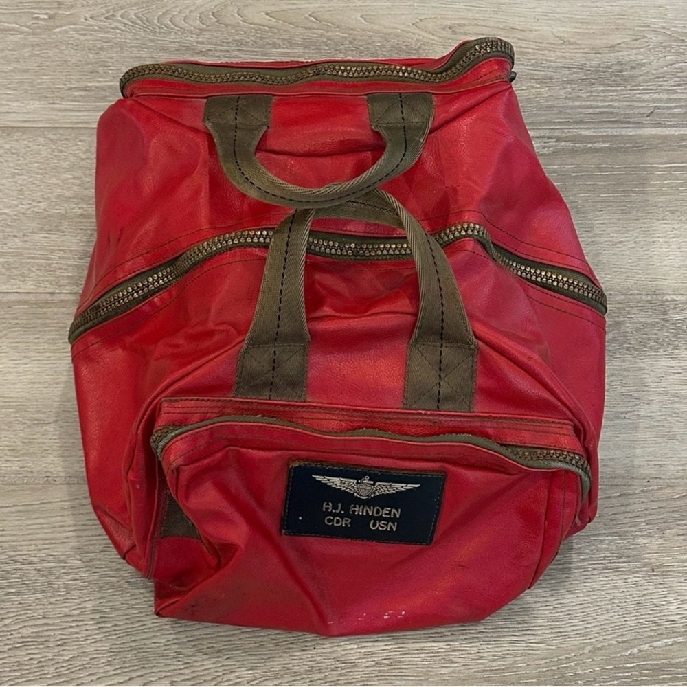 VTG 60's U.S. Navy Flight Helmet Bag (Named On VP-40 CDR Officer H.J. Hinden)